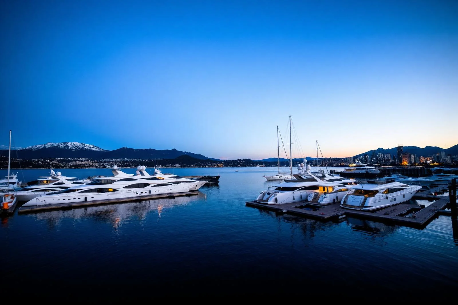 Vancouver marina at dusk
